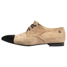 Chanel Black and neutral suede cap-toe oxfords - size EU 38.5 Other