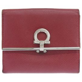 Salvatore Ferragamo Gancini Leather Wallet Red