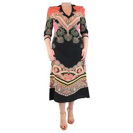 Etro Schwarzes Maxikleid aus Seide mit Blumen - Größe UK 14 Schwarz