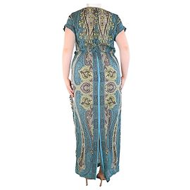 Etro Teal paisley silk maxi dress - size UK 14 Blue