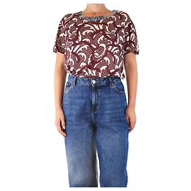 Dries Van Noten Top de algodón impreso en burdeos - tamaño L Burdeos