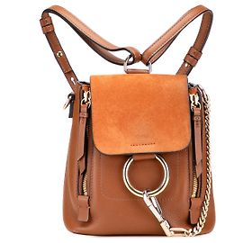 Chloé Brown Mini Calfskin and Suede Faye Backpack Brown