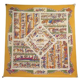 Hermès SCARF HERMES IN ONORE DI GUILLAUME DUBIGEON 90 SETA ARANCIONE Arancione