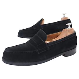 JM Weston-JM WESTON SHOES LOAFERS 180 8.5E 42.5 LARGE BLACK SUEDE-Black