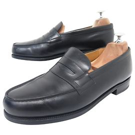 SCHUHE JM WESTON LOAFERS 180 8.5E 42.5 GROSS SCHWARZES LEDER Schwarz