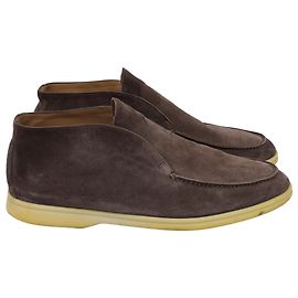 Loro Piana Open Walk Ankle Boots in Brown Suede Brown Red