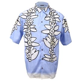 Camicia da bowling con stampa floreale Prada in cotone azzurro Blu Blu chiaro