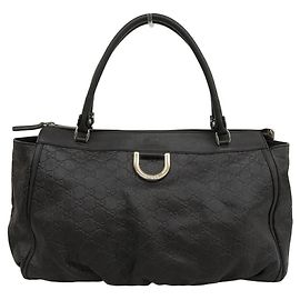 Gucci Leather Boston Handbag Black Black