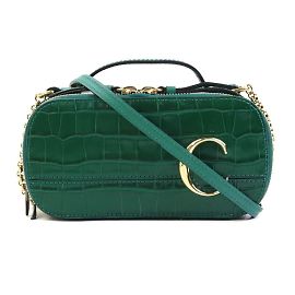 Chloé Green Embossed Leather Shoulder Bag Green