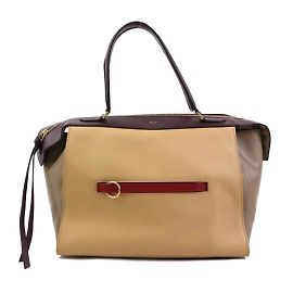 Céline Celine Small Ring Handbag Beige Dark red