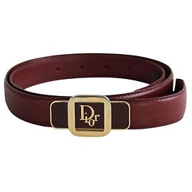 Dior Cinturón de cuero Burdeos