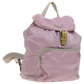 Mochila PRADA de nylon rosa plata Auth fm4758 Plata Rosa