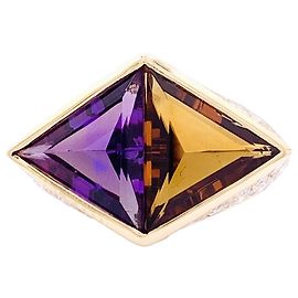 Bague O.J. Perrin, or jaune, citrine, améthyste et diamants.  Autre