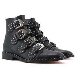 GIVENCHY - Bottines à boucle cloutée Givenchy en cuir noir (taille 37) Noir