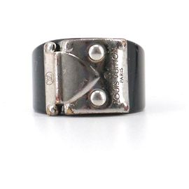 LOUIS VUITTON - Anello Lock Me Louis Vuitton in plastica nera (M) Nero