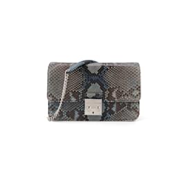 Dior-DIOR - Miss Dior shoulder bag in blue-grey python-Blue