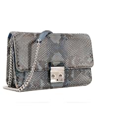 Dior-DIOR - Miss Dior shoulder bag in blue-grey python-Blue