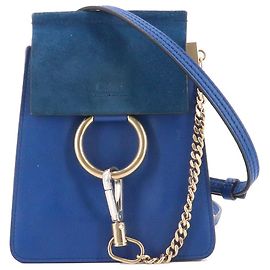 CHLOÉ - Piccola borsa a spalla Faye Chloe in pelle e suede blu Blu