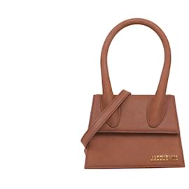Jacquemus-JACQUEMUS - Jacquemus Chiquito Medium Shoulder Bag in Brown Rubberized Leather-Brown