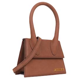 Jacquemus-JACQUEMUS - Jacquemus Chiquito Medium Shoulder Bag in Brown Rubberized Leather-Brown