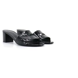 HERMÈS - View Hermès heeled sandals in black patent leather (T37) Black