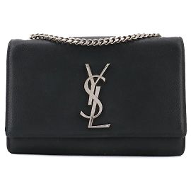 SAINT LAURENT - Bolsa de ombro Kate Small em couro texturizado preto Preto