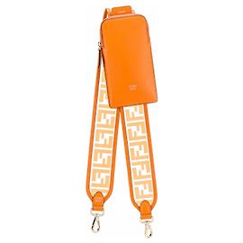 FENDI - Bolsa para telefone Fendi FF em couro laranja e PVC Laranja