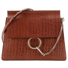 CHLOÉ - Bolsa transversal Faye Chloé em couro croco marrom Marrom