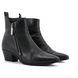 SAINT LAURENT - Saint Laurent Beat ankle boots in black leather (Size 36.5) Black
