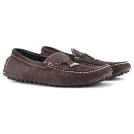 LOUIS VUITTON - Mocassins LV Driver Louis Vuitton em couro granulado marrom (T41.5) Marrom