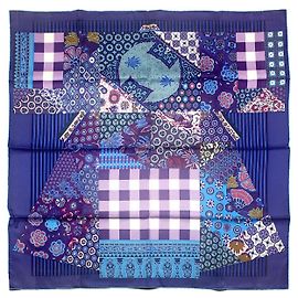 HERMÈS - Carré 90 A arte de Sarasa Hermès em seda azul Azul