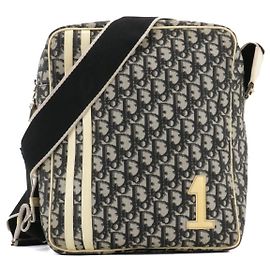 DIOR - Borsa a spalla Dior in tela nera e bianca Nero
