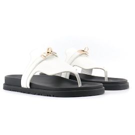 HERMÈS - Sandali Empire Hermès in pelle bianca (T38,5) Bianco