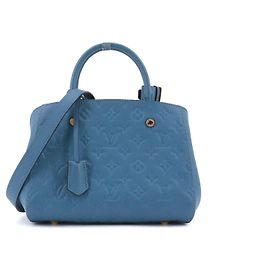 LOUIS VUITTON - Bolsa Louis Vuitton Montaigne PM em couro empreinte azul Azul