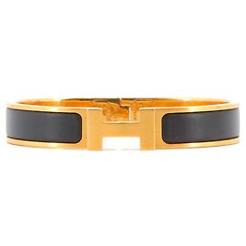 HERMÈS - Pulseira Clic H Hermès em esmalte preto (T5) Preto
