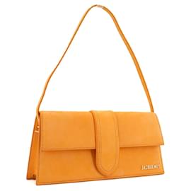 Jacquemus-JACQUEMUS - Jacquemus Bambino long shoulder bag in apricot nubuck-Orange