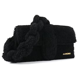 Jacquemus-JACQUEMUS - Jacquemus Le Bambidou shoulder bag in black bouclé wool-Black