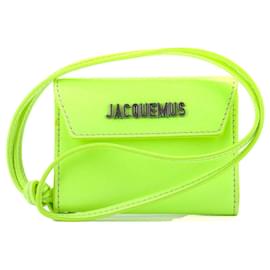 Jacquemus-JACQUEMUS - Le Porte Jacquemus card holder in fluorescent green leather-Dark grey
