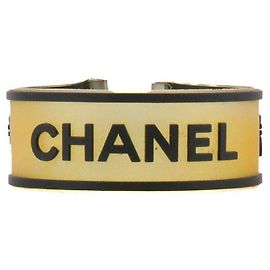 CHANEL - Chanel black rubber bracelet Black