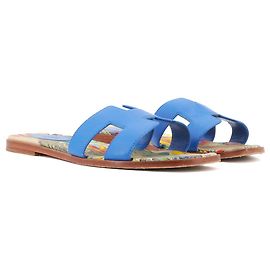 HERMÈS - Sandali Oran Hermès in pelle Blu Zanzibar (T38) Blu
