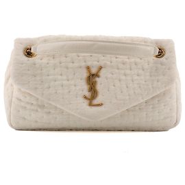 SAINT LAURENT - Bolsa de ombro Calypso Saint Laurent em lona creme Branco