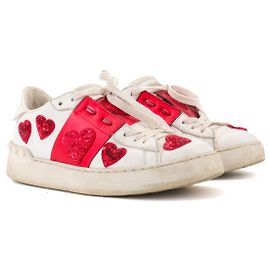Valentino Garavani VALENTINO - Baskets Valentino Open en cuir blanc et rouge (Taille 36) Blanc
