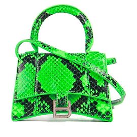 BALENCIAGA - Sac à épaule Hourglass Mini en cuir vert à motif python Vert