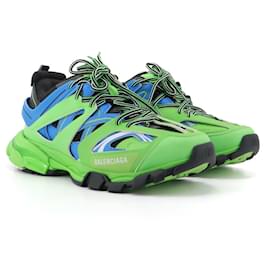 Balenciaga-BALENCIAGA - Tênis Balenciaga Track em couro verde e azul (T42)-Verde