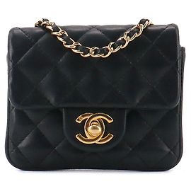 CHANEL - Chanel Classic/Timeless micro shoulder bag in black smooth leather Black