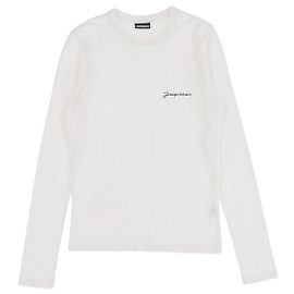 JACQUEMUS - T-shirt bianca in cotone a maniche lunghe (S) Bianco