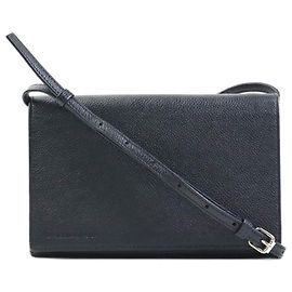 Balenciaga Black Leather Shoulder Bag Pouch Black