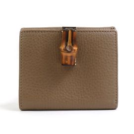Portafoglio bifold in pelle marrone Gucci per donne con bambù Marrone
