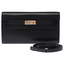 Hermès HERMES Kelly To Go Bag in Black Leather - 102714 Black