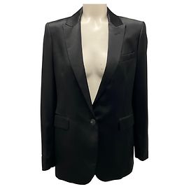 Reiss Atelier Collection Black Lily Satin Single Breasted Blazer Black
